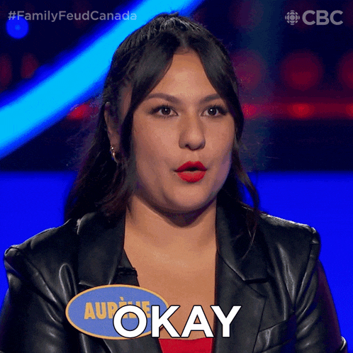 a woman in a leather jacket says okay