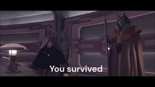 a man in a cape is standing next to another man with the words you survived on the bottom