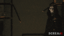 a poster for scream with a scream mask on