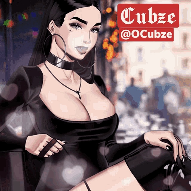 a cartoon of a woman with the words cubze @ocubze on the bottom