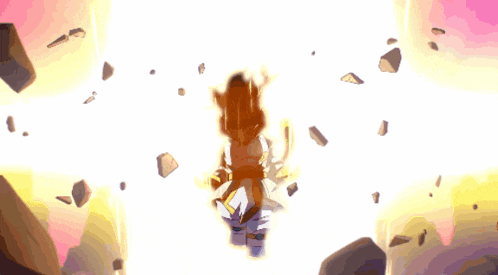 a cartoon character is flying through the air with rocks flying in the background