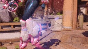 a person wearing pink roller skates is standing on a wooden floor in a video game .