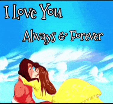 a picture of a man and woman kissing with the words i love you always & forever