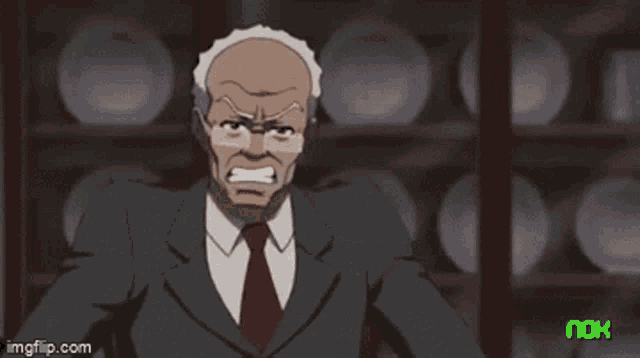 a cartoon of a man with glasses and his mouth open .