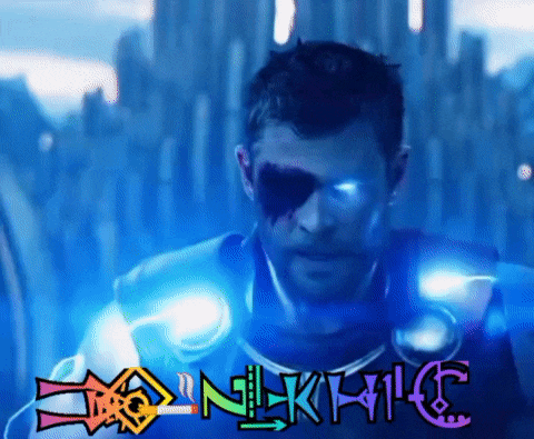 a close up of a man 's face with the word thor written below him