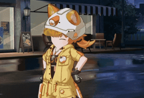 a person wearing a helmet with a cat ear on it