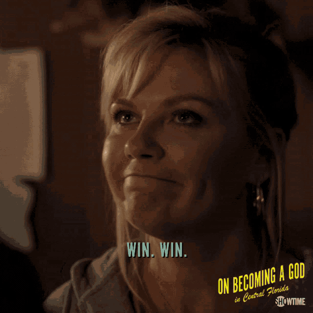 a showtime ad for on becoming a god features a blonde woman