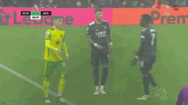 a soccer game between nor and ars is being played in the premier league