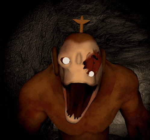 a cartoon character has a cross on his head