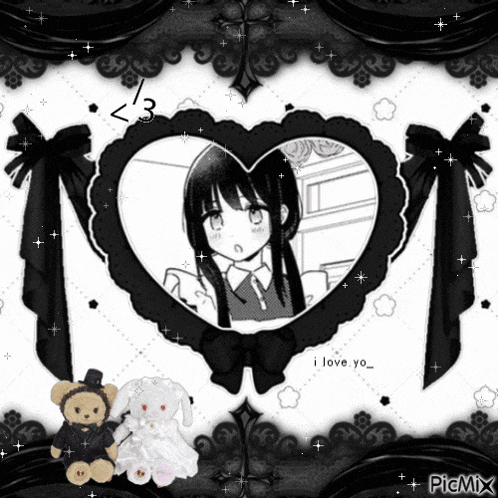 a picture of a girl in a heart shaped frame with the words i love yo on it