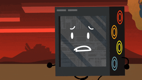a cartoon drawing of a computer with a smiley face on it
