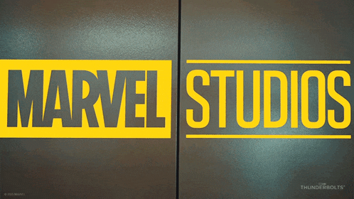 a sign for marvel studios is displayed on a dark background