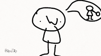 a black and white drawing of a person giving a thumbs up