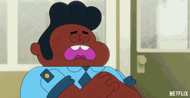 a cartoon of a police officer with a netflix logo behind him