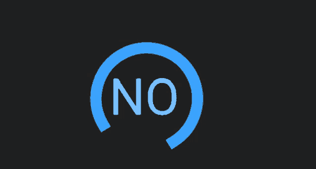 a blue circle with the word no inside