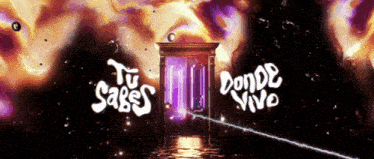 a purple door with the words tu sabes and donde vivo written on it
