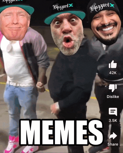 a group of men are standing next to each other with the word memes in the middle