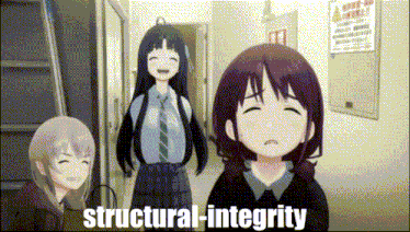 a group of anime girls standing next to each other with the words structural integrity written below them