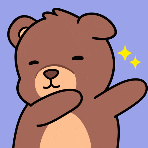 a brown teddy bear is making a dab with its arms