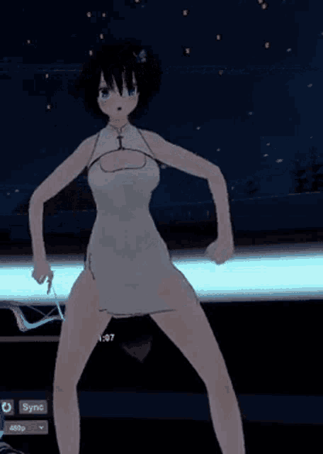 a cartoon girl is dancing in a video game .
