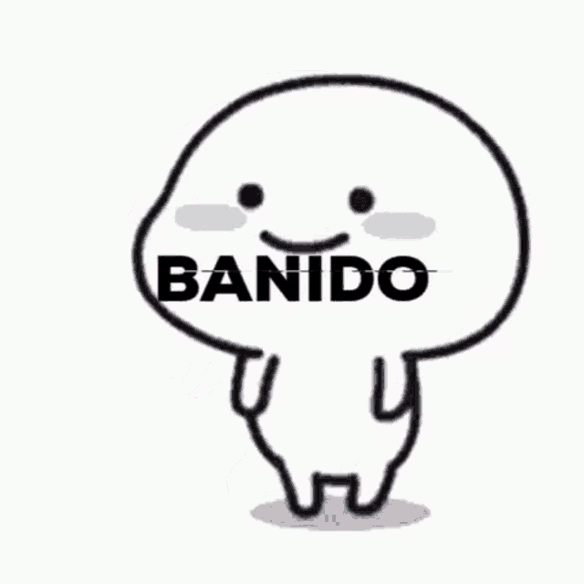 a cartoon character with the word banido written on it 's face .