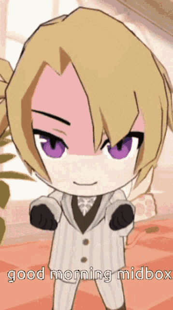 a cartoon character says " good morning midbox "