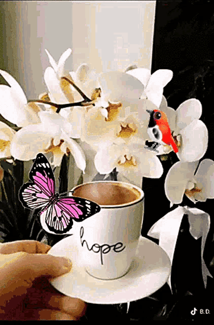 a cup with the word hope on it
