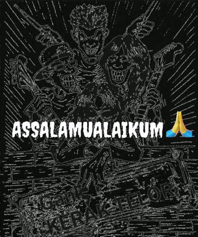 a black and white drawing with the words assalamualaikum written on it