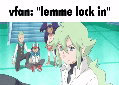 a group of anime characters with the words " lemme lock in " above them