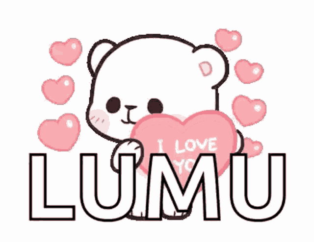 a teddy bear is holding a pink heart with the words `` i love you '' written on it .