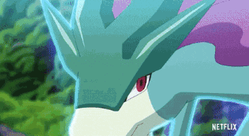 a close up of a pokemon with netflix written on the bottom right