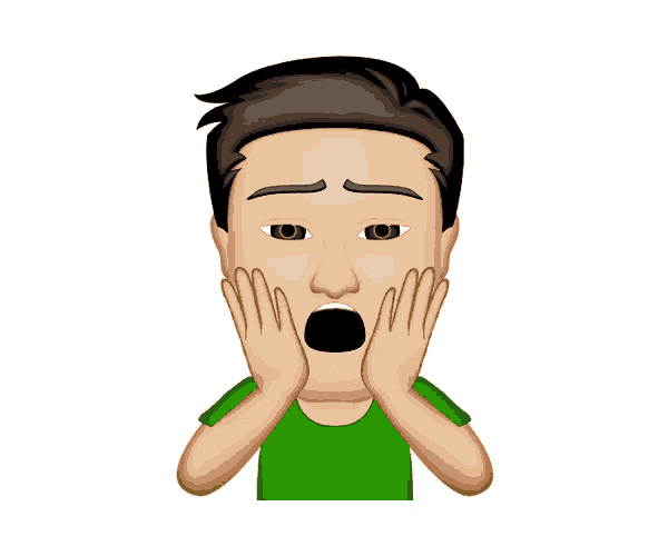 a cartoon drawing of a man with his hands on his face