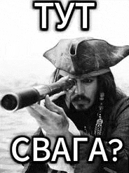 a man in a pirate hat is holding a telescope in his hand .