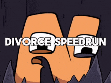 an ad for divorce speedrun with a cartoon face on it