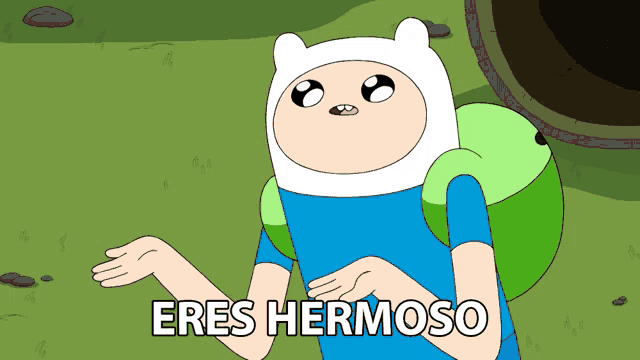 a cartoon character says " eres hermoso " in spanish
