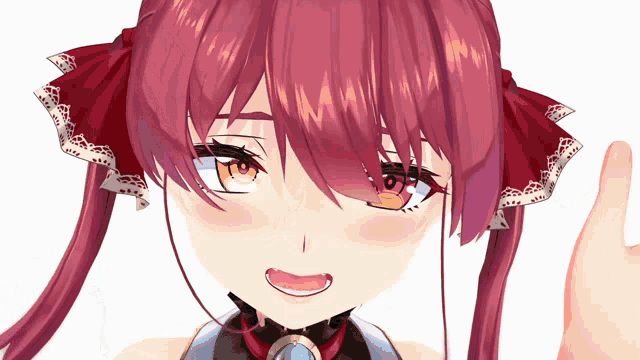 a close up of a girl 's face with red hair