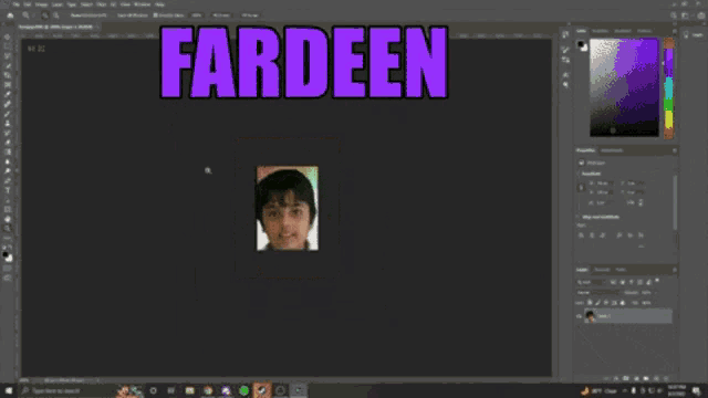 a computer screen with a picture of a young boy and the word fardeen on it