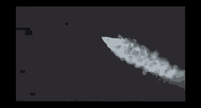 a rocket is flying through the air with smoke coming out of it .