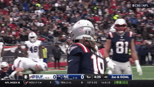 a football game between the patriots and the buffalo bills on cbs