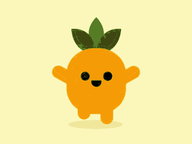 a cartoon pineapple with arms and legs and a smile on its face