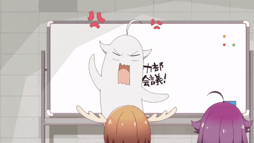 a cartoon drawing of a whiteboard with chinese writing