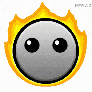 a smiley face with flames around it and the word powerz underneath