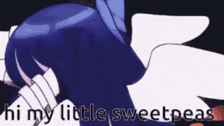 a cartoon character is kneeling down and saying `` hi my little sweet peas '' .