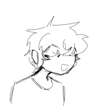a black and white drawing of a boy wearing glasses and a shirt .