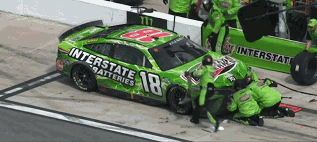a race car with the number 18 on it