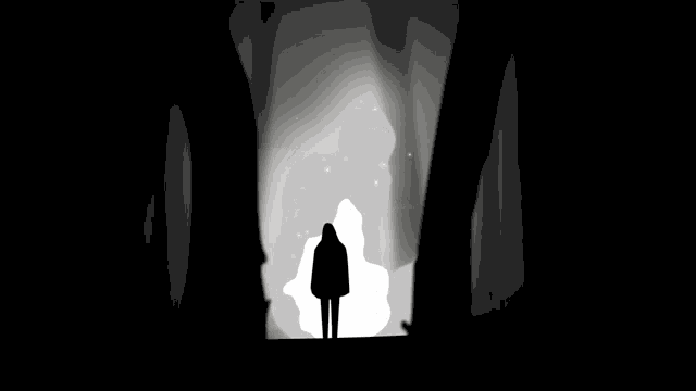 a silhouette of a person standing in the dark