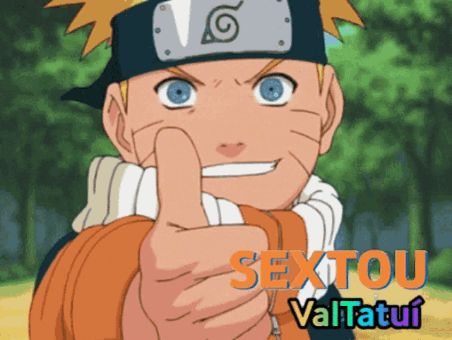 a cartoon character is giving a thumbs up with the words sextou valtatui written below him