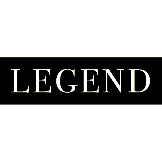 a black sign with the word legend on it