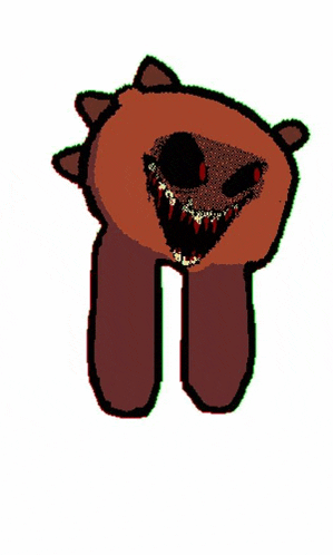 a cartoon drawing of a monster with a very scary face and sharp teeth .