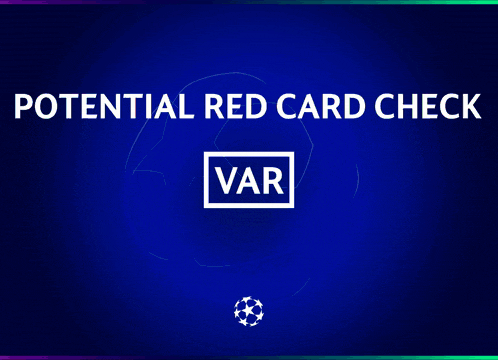 a poster for potential red card check with a soccer ball in the background